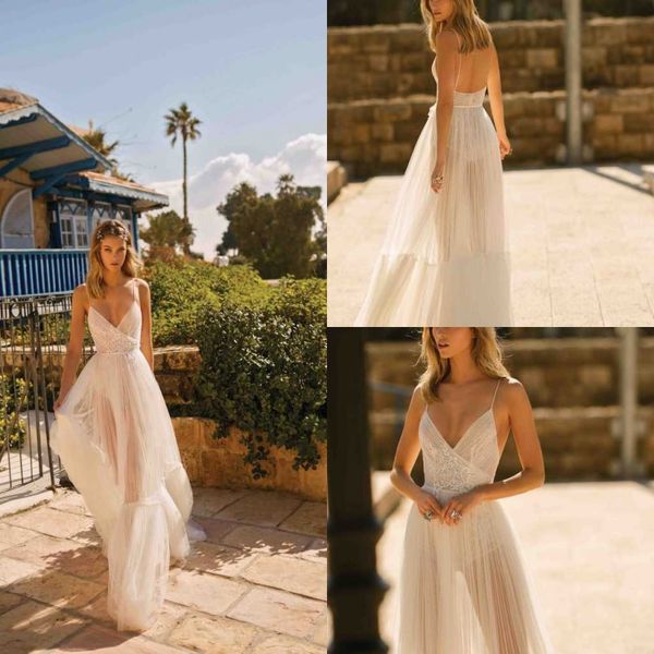 berta bohemian wedding dresses 2019 spaghetti lace appliques a line floor length boho bridal dress custom made illusion beach wedding gowns, White
berta bohemian wedding dresses 2019 spaghetti lace appliques a line floor length boho bridal dress custom made illusion beach wedding gowns, White