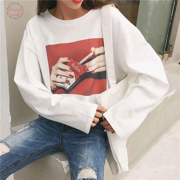 2018 tshirt sreetwear funny hip hop smoking printed oversized long sleeve t shirt women harajuku cotton basic 0822 13, White
2018 tshirt sreetwear funny hip hop smoking printed oversized long sleeve t shirt women harajuku cotton basic 0822 13, White