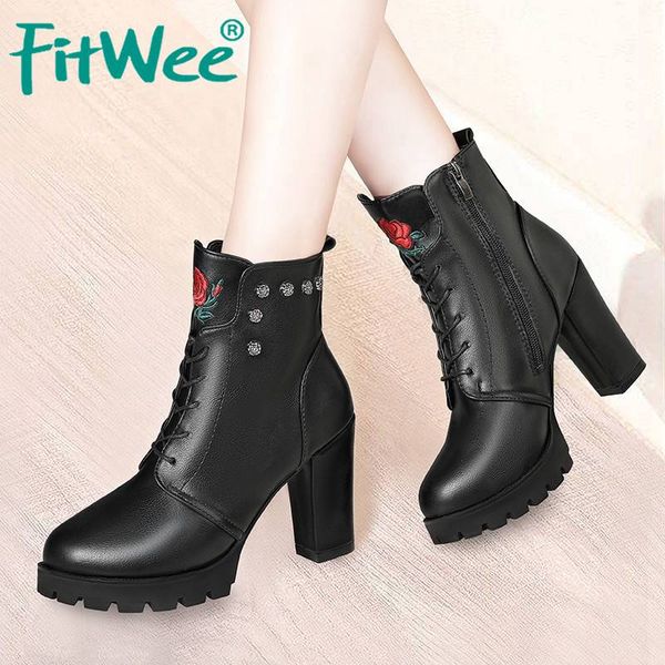 fitwee women ankle boots winter keep warm platform shoes women fashion flowers zipper high heels short boots size 35-40, Black
fitwee women ankle boots winter keep warm platform shoes women fashion flowers zipper high heels short boots size 35-40, Black