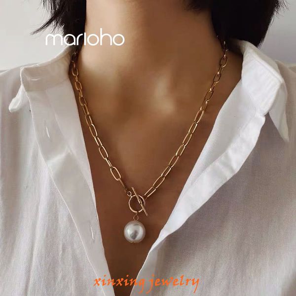 hip hop gold color metal link pearl pendant short necklace alloy geometric thick necklace women party jewelry for women, Silver
hip hop gold color metal link pearl pendant short necklace alloy geometric thick necklace women party jewelry for women, Silver