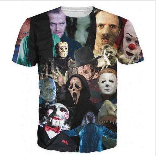 fashion mens/womans summer style horror movie killers funny 3d print casual shirt plus size xz011, White;black
fashion mens/womans summer style horror movie killers funny 3d print casual shirt plus size xz011, White;black