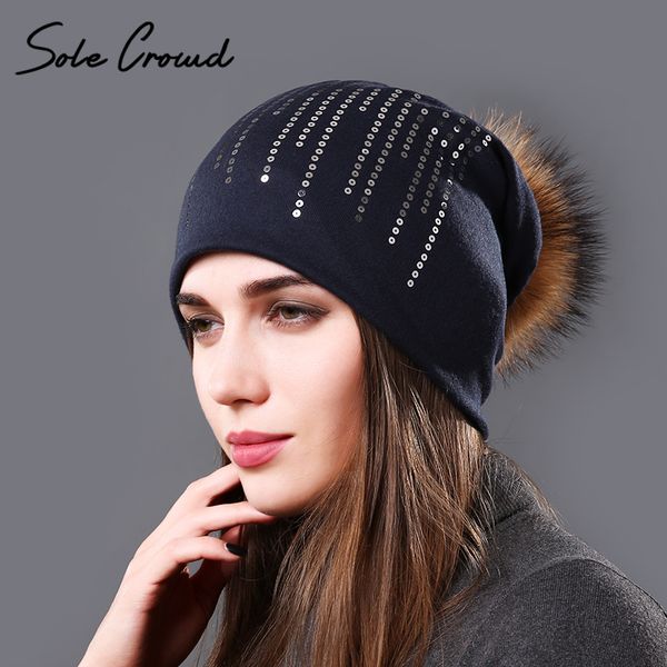 sole crowd 2017 women beanies autumn fashion round sequins hats winter warm cotton caps 100% raccoon fur pom pom hat for female, Blue;gray
sole crowd 2017 women beanies autumn fashion round sequins hats winter warm cotton caps 100% raccoon fur pom pom hat for female, Blue;gray