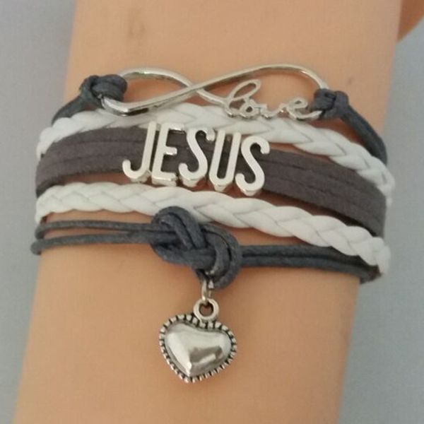 fashion infinity white leather with grey wax bracelet charm jesus bracelet believe jesus bangle, Golden;silver
fashion infinity white leather with grey wax bracelet charm jesus bracelet believe jesus bangle, Golden;silver