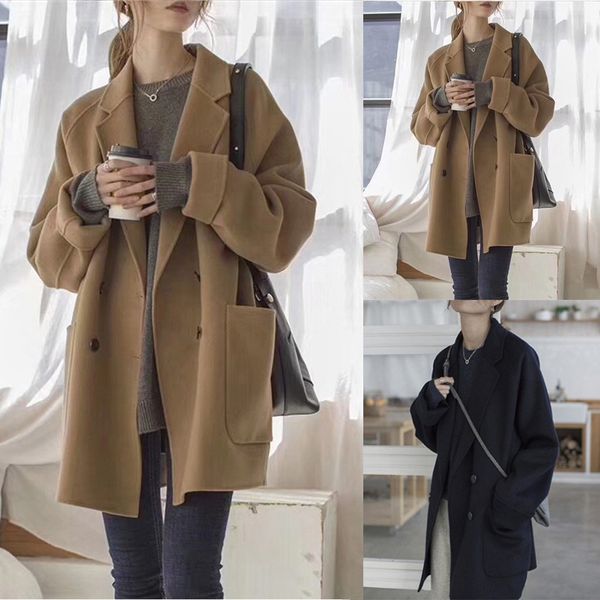 casaco feminino fashion wool coat women casual loose long sleeve winter coat women windbreaker manteau, Black
casaco feminino fashion wool coat women casual loose long sleeve winter coat women windbreaker manteau, Black