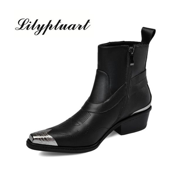 2019 european and american style cowhide material metal decorative booties square head zip closure fashion boots women, Black
2019 european and american style cowhide material metal decorative booties square head zip closure fashion boots women, Black