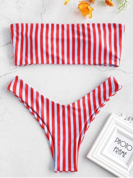 2020 women's striped split beach bikini breast wrapping bikini swim swimsuit suit, White;black
2020 women's striped split beach bikini breast wrapping bikini swim swimsuit suit, White;black