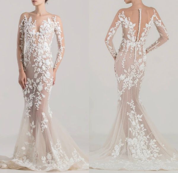 elegant mermaid wedding dresses long sleeve sweep train see through bridal gowns plus size trumpet bridal gown customize robes de mariée, White
elegant mermaid wedding dresses long sleeve sweep train see through bridal gowns plus size trumpet bridal gown customize robes de mariée, White