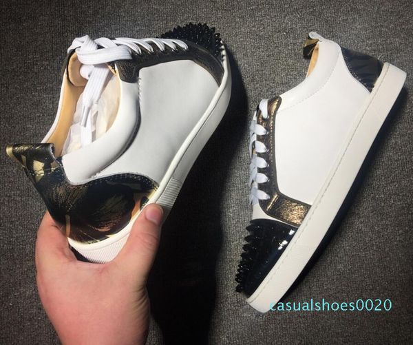 2019 new brand designer luxury mens red bottoms shoes studded spikes low flats casual sneakers for men wedding party dress leather c20, Black
2019 new brand designer luxury mens red bottoms shoes studded spikes low flats casual sneakers for men wedding party dress leather c20, Black