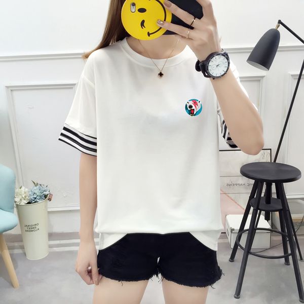 women's t-shirt casual new summer cartoon print tees korean harajuku fashion patchwork short sleeve mujer ulzzang streetwear, White
women's t-shirt casual new summer cartoon print tees korean harajuku fashion patchwork short sleeve mujer ulzzang streetwear, White
