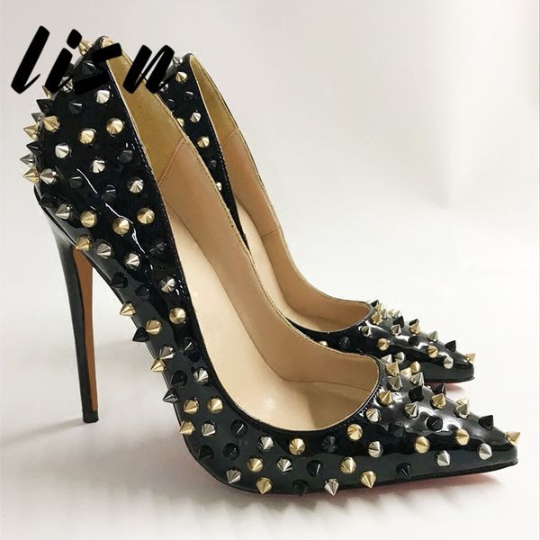 prowow 2020 new fashion women's shoes rivet pu, Black
