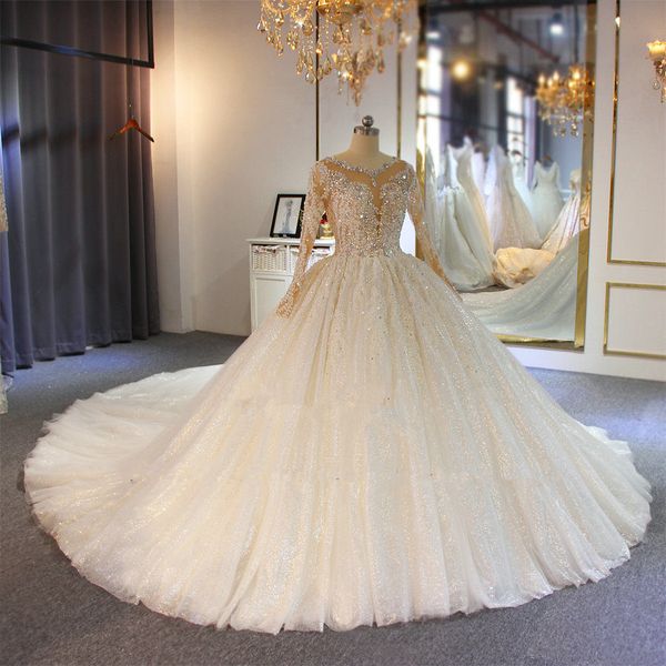 2020 long sleeves crystal beaded ball gown wedding dresses real pictures lace appliqued plus size arabic dubai bridal gown, White
2020 long sleeves crystal beaded ball gown wedding dresses real pictures lace appliqued plus size arabic dubai bridal gown, White