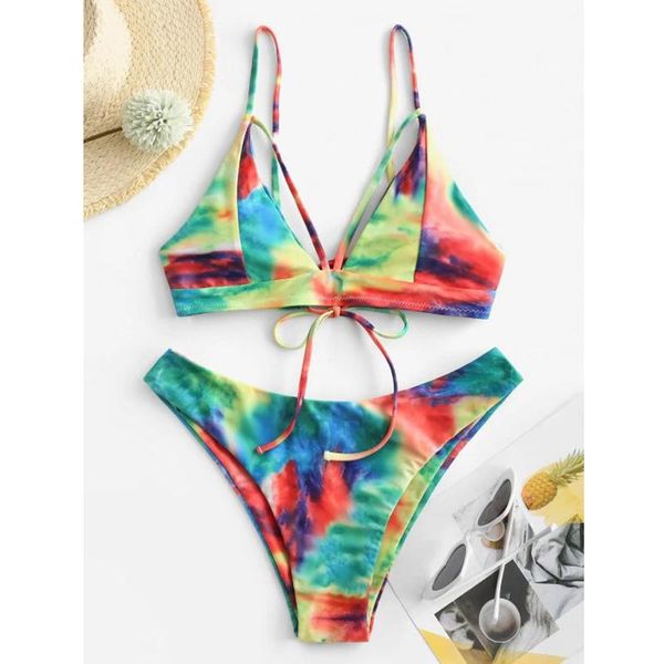 women's swimwear swimsuit tie-dye lace up high waist bikini set two piece for women biquinis 2021 brazilian, White;black
women's swimwear swimsuit tie-dye lace up high waist bikini set two piece for women biquinis 2021 brazilian, White;black