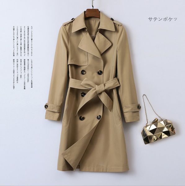2019 autumn trench coat women classic fashion mid-long trench coat double breasted belt cloak mujer windbreaker, Tan;black
2019 autumn trench coat women classic fashion mid-long trench coat double breasted belt cloak mujer windbreaker, Tan;black