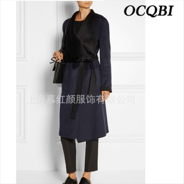winter elegant fashion patchwork long coat cashmere designer plus size slim coats, Black
winter elegant fashion patchwork long coat cashmere designer plus size slim coats, Black