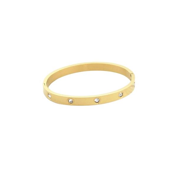 bangle titanium steel plain yellow gold color jewelry 10 pave zircon blank bracelet for women, Black
bangle titanium steel plain yellow gold color jewelry 10 pave zircon blank bracelet for women, Black