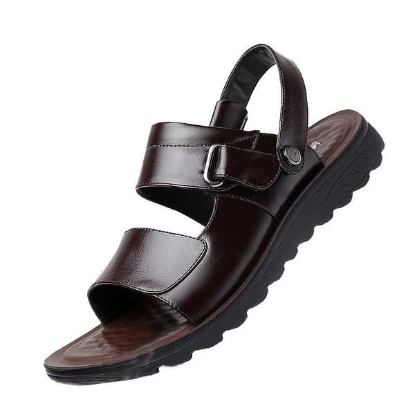 leather beach sandals comfortable korean casual sandals two wear 2019 summer new dad soft bottom shoes, Black
leather beach sandals comfortable korean casual sandals two wear 2019 summer new dad soft bottom shoes, Black
