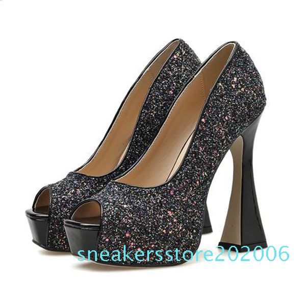sparkly sequined gold peep toe spool heel silver wedding shoes luxury women designer shoes bridal shoes size 35 to 41 s06, Black
sparkly sequined gold peep toe spool heel silver wedding shoes luxury women designer shoes bridal shoes size 35 to 41 s06, Black