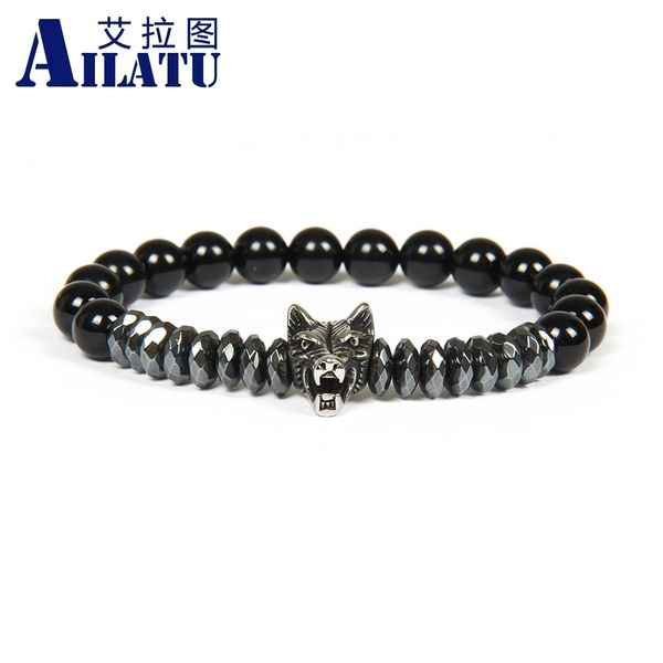 ailatu new design wholesale 10pcs/lot antique silver stainless steel wolf beaded bracelet with black onyx stone not fade, Golden;silver
ailatu new design wholesale 10pcs/lot antique silver stainless steel wolf beaded bracelet with black onyx stone not fade, Golden;silver