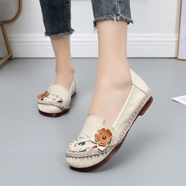 women flats genuine leather round toe slip-on loafers retro light casual flower soft mother flat ladies shoes zapatos mujer, Black
women flats genuine leather round toe slip-on loafers retro light casual flower soft mother flat ladies shoes zapatos mujer, Black