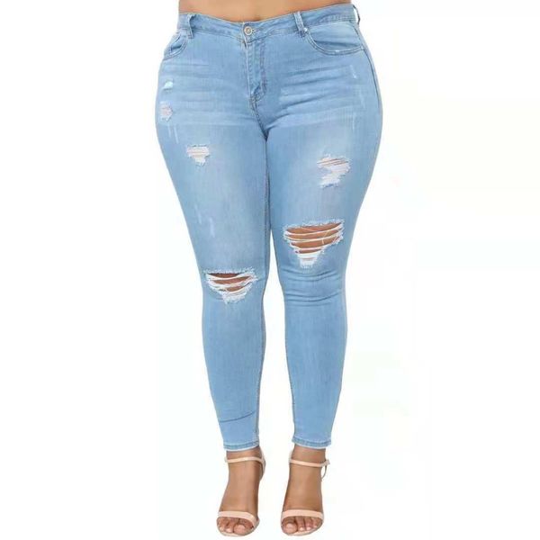 skinny jeans women denim pants holes plus size xxl-7xl casual mid waist destroyed knee pencil pants casual trousers, Blue
skinny jeans women denim pants holes plus size xxl-7xl casual mid waist destroyed knee pencil pants casual trousers, Blue