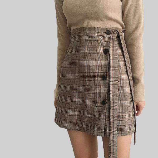 fashion-retro plaid thick single-breasted lace women skirt high waist a-line vintage skirt girls cotton wild new skirts, Black
fashion-retro plaid thick single-breasted lace women skirt high waist a-line vintage skirt girls cotton wild new skirts, Black