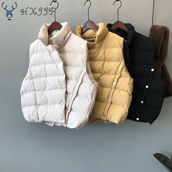 hxjjp 2019 womens vests winter outerwear new style korean double-breasted stand collar solid casual warm down cotton vest, Black;white
hxjjp 2019 womens vests winter outerwear new style korean double-breasted stand collar solid casual warm down cotton vest, Black;white