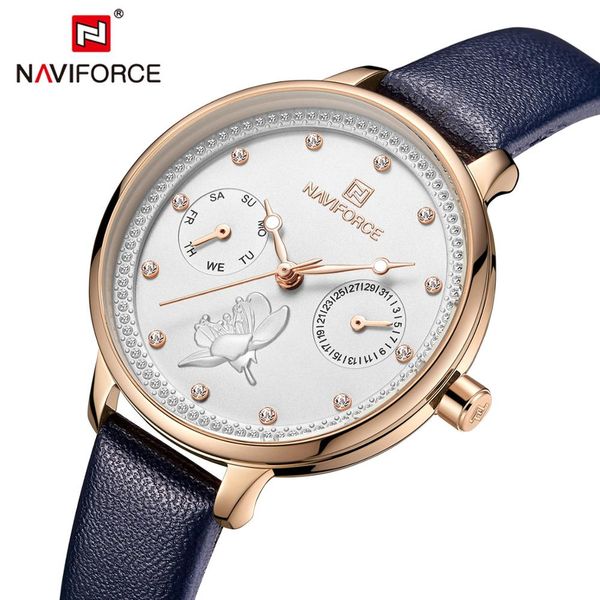 naviforce elegant women quartz watches crystal iced out dial blue leather strap calendar 2020 new fashion ladies watch clock, Slivery;brown
naviforce elegant women quartz watches crystal iced out dial blue leather strap calendar 2020 new fashion ladies watch clock, Slivery;brown