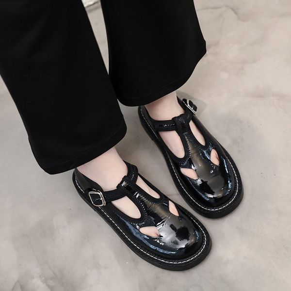 women mary janes shoes 2020 woman flats women's hollow out sewing patent leather fashion ladies round toe buckle female shoes, Black
women mary janes shoes 2020 woman flats women's hollow out sewing patent leather fashion ladies round toe buckle female shoes, Black