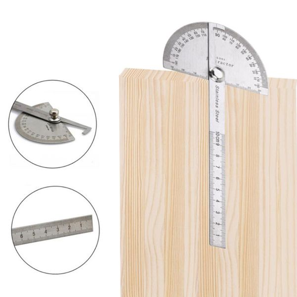 stainless steel 180 degree adjustable protractor angle finder arm measuring ruler tool