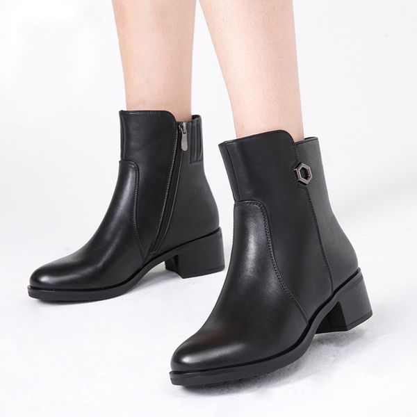 new arrivals soft leather ankle boots women comfortable mid heels boots for ladies spring autumn women shoes, Black
new arrivals soft leather ankle boots women comfortable mid heels boots for ladies spring autumn women shoes, Black