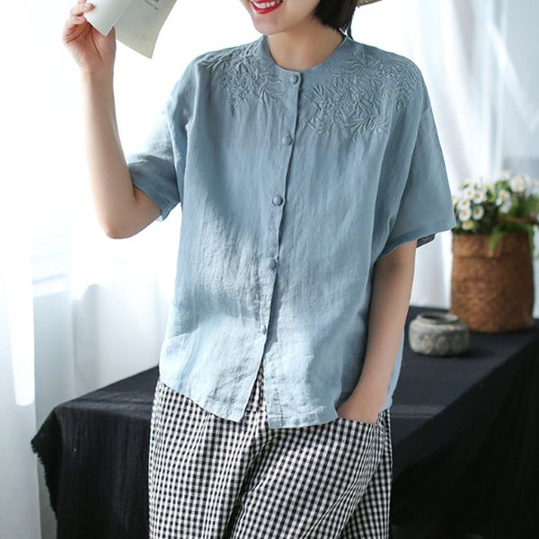 johnature embroidery shirts solid literary ramie women blouse 2019 summer new loose cotton short-sleeved button women blouse, White
johnature embroidery shirts solid literary ramie women blouse 2019 summer new loose cotton short-sleeved button women blouse, White
