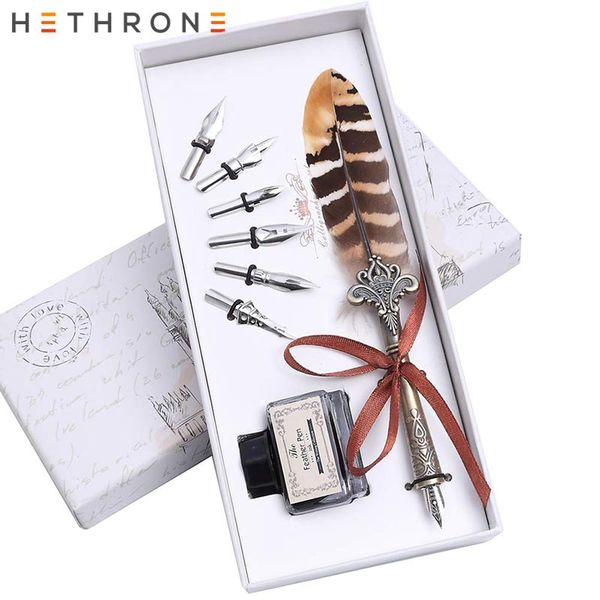 hethrone vintage fountain pen feather writing quill dip calligraphy pen set with6 nibs for calligraphy beginner feather gift
hethrone vintage fountain pen feather writing quill dip calligraphy pen set with6 nibs for calligraphy beginner feather gift