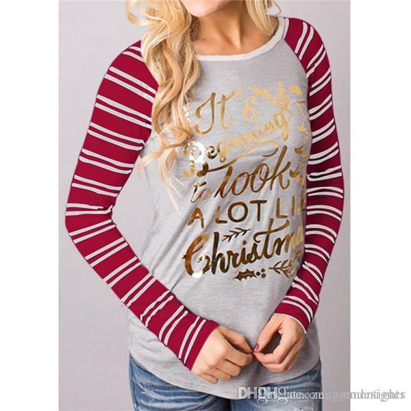 womens christmas desinger autumn tshirts crew neck long sleeve striped print female clothing festival casual apparel, White
womens christmas desinger autumn tshirts crew neck long sleeve striped print female clothing festival casual apparel, White