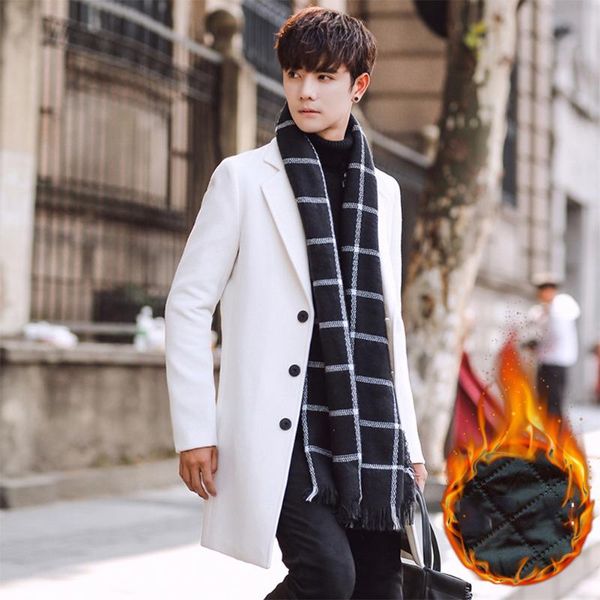 mid-length solid color slim coat men woolen warm button cardigan overcoat casual long sleeve thickened outwear turn down outwear, Black
mid-length solid color slim coat men woolen warm button cardigan overcoat casual long sleeve thickened outwear turn down outwear, Black