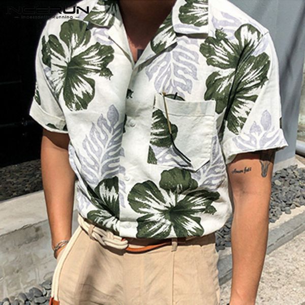 men's casual shirts incerun men short sleeve flower pattern floral shirt man loose breathable blouse summer hawaiian camisa s-3xl, White;black
men's casual shirts incerun men short sleeve flower pattern floral shirt man loose breathable blouse summer hawaiian camisa s-3xl, White;black