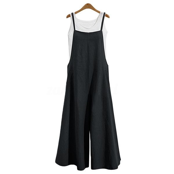 women casual solid spaghetti straps wide leg pants pockets loose bib cotton linen jumpsuits, Black;white
women casual solid spaghetti straps wide leg pants pockets loose bib cotton linen jumpsuits, Black;white