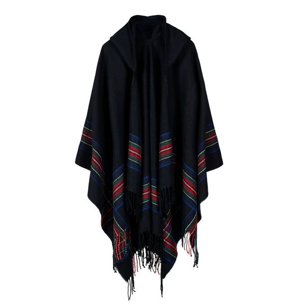 new women knitted poncho cape hooded stripe oversized cardigan sweater long shawl scarf, Black;white
new women knitted poncho cape hooded stripe oversized cardigan sweater long shawl scarf, Black;white