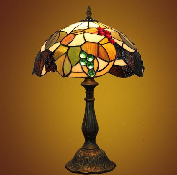 American Table Lamps Retro Pastoral Style Tiffany Stained Glazed Lamp Table Lamp Bar Restaurant Grape Decoration Table Lamp
