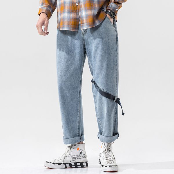 men 2020 straight japan style loose jeans ankle pants mens streetwear casual hip hop denim pants male jeans bottoms, Blue
men 2020 straight japan style loose jeans ankle pants mens streetwear casual hip hop denim pants male jeans bottoms, Blue