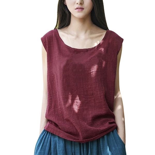 new design plus size solid t-shirt women vintage sleeveless cotton linen casual loose crop vests blouse summer o-neck, White
new design plus size solid t-shirt women vintage sleeveless cotton linen casual loose crop vests blouse summer o-neck, White