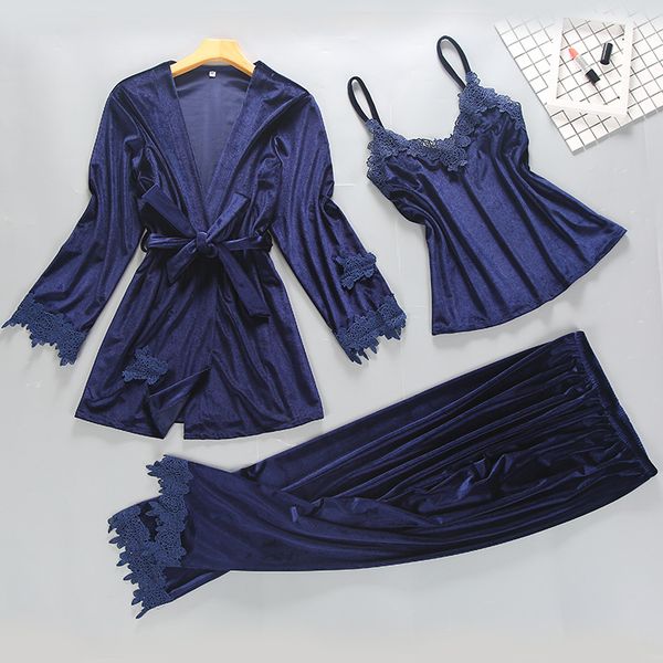 fashion women velour 3pc pants suit night robe sleepwear sets casual v-neck pajamas autumn winter nightwear kimono bath gown, Blue;gray
fashion women velour 3pc pants suit night robe sleepwear sets casual v-neck pajamas autumn winter nightwear kimono bath gown, Blue;gray