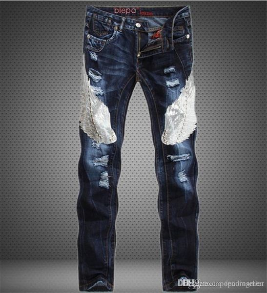 mens designer popular jeans blue eagle patchwork slim straight leg jeans mid waist jeans mens clothing 
mens designer popular jeans blue eagle patchwork slim straight leg jeans mid waist jeans mens clothing