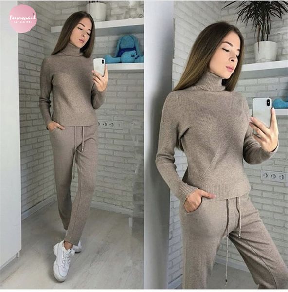 knitted winter warm suit casual high collar sweater knit loose pants two piece sets drop shipping, Gray
knitted winter warm suit casual high collar sweater knit loose pants two piece sets drop shipping, Gray
