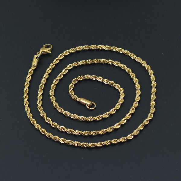 choker necklace hip hop 18k gold plated stainless steel 3mm twisted rope chain women s for men necklaces jewelry gift in bulk, Silver
