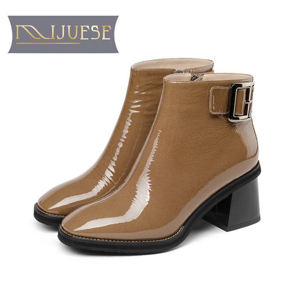 mljuese 2019 women ankle boots cow leather patent leather buckle strap winter warm boots high heels women size 33-43, Black
mljuese 2019 women ankle boots cow leather patent leather buckle strap winter warm boots high heels women size 33-43, Black