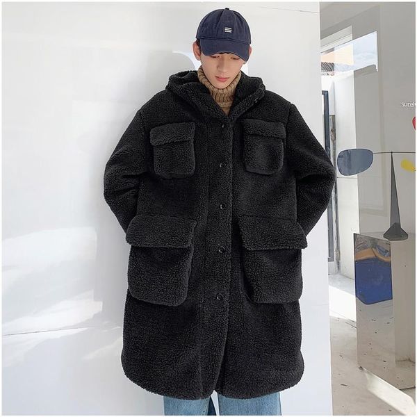 2019 winter new big pocket hooded long paragraph lamb hair thick cotton loose coat jacket men's gray black / brown s-2xl 
2019 winter new big pocket hooded long paragraph lamb hair thick cotton loose coat jacket men's gray black / brown s-2xl