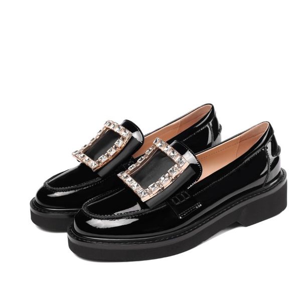 2020 new loafers women patent leather slip on round toe crystal flats 22-25cm length solid crystal decoration shoes handmade, Black
2020 new loafers women patent leather slip on round toe crystal flats 22-25cm length solid crystal decoration shoes handmade, Black