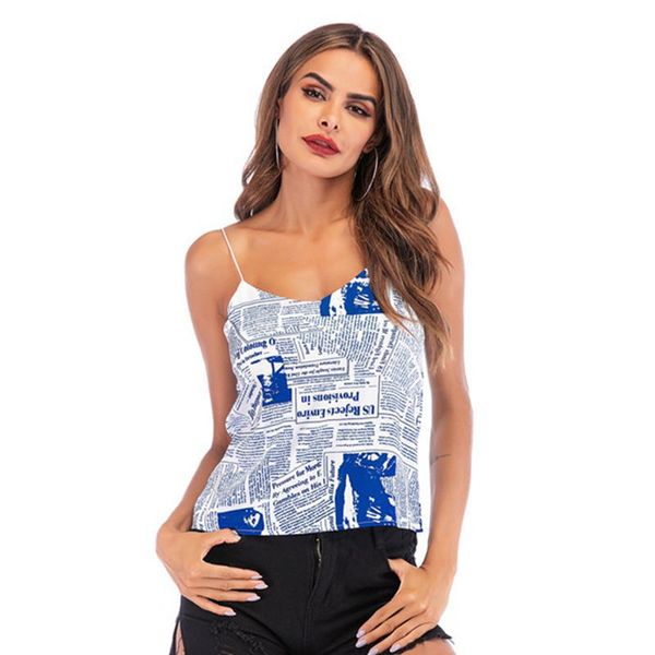 women's tanks & camis fashion spapers printed sleeveless condole belt vest female summer coat women camisole casual halter short top, White
women's tanks & camis fashion spapers printed sleeveless condole belt vest female summer coat women camisole casual halter short top, White