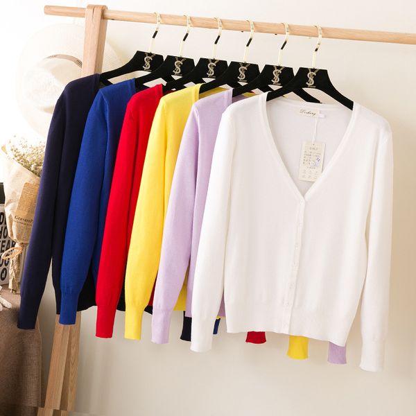 2019 new summer knitted sweater outside v-neck short women's cardigan ydsy007, White
2019 new summer knitted sweater outside v-neck short women's cardigan ydsy007, White