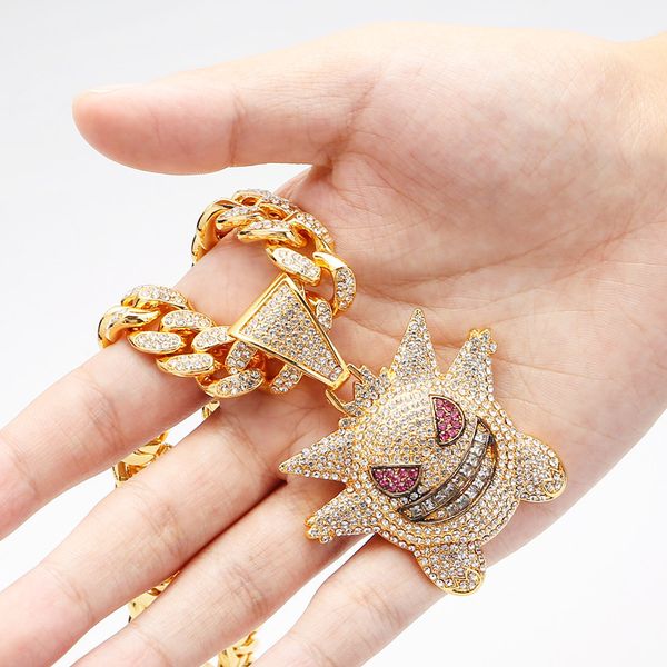 mens hiphop iced out jewelry full rhinestone gengar pendant necklace hip hop bling sliver gold cuban link chain fashion jewelry, Silver
mens hiphop iced out jewelry full rhinestone gengar pendant necklace hip hop bling sliver gold cuban link chain fashion jewelry, Silver